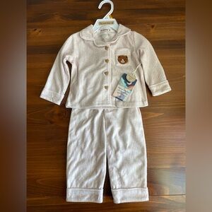 New BearPaw Kids Cream Striped Pajama Set